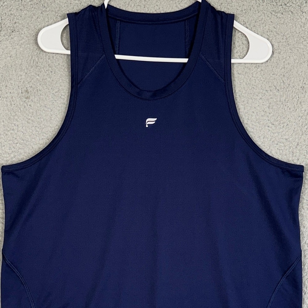 Fabletics Shirt Mens Medium Blue Reflective Performance Mesh Active Tank Top